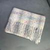 Korean Style Plaid Mohair Scarf - Women's Winter Imitation Cashmere Shawl