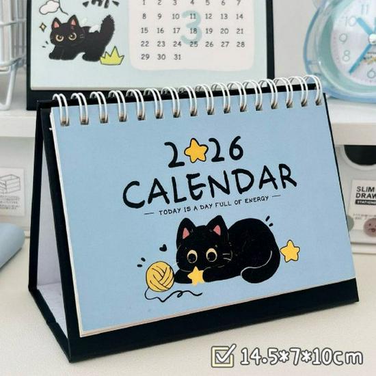 2026 Cute Cartoon Cat Desk Calendar – Stylish Student Desktop Ornament 2026