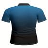 Men's Gradient Blue and Black Casual Comfortable Short Sleeved Polo Shirt Suitable for Business and Family Use