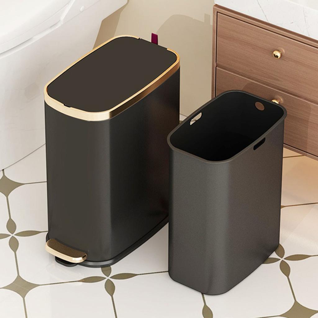 304 Stainless Steel Waste Bin with Slow Close Technology Foot Pedal and 90 Degree Lid Stay for Easy Cleaning