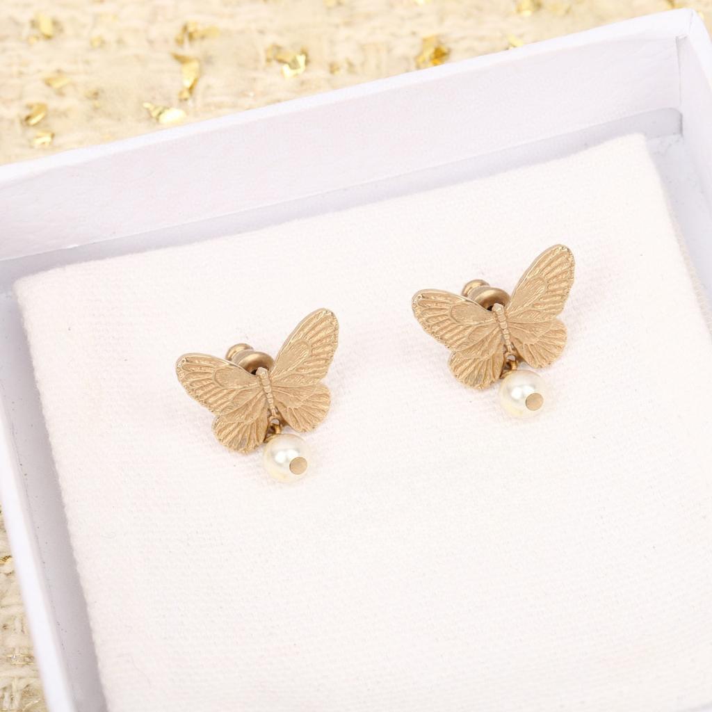 2024 New Hot Brand Vintage Earrings for Women Luxury Jewelry Pearl Butterfly Designer Eardrop Fashion Lady Party Stud Earrings