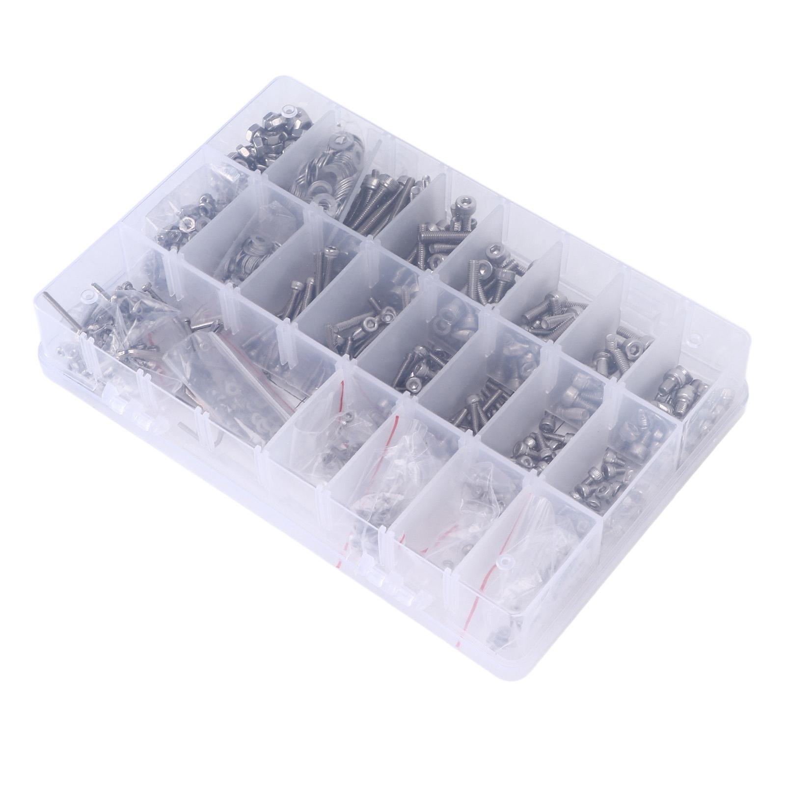 

1080Pcs Set M2 M3 M4 Screw Nut Gasket Kit Stainless Steel Hex Socket Head Cap Fastener Assortment for Cars Trucks Ships