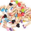 50pcs Wooden Colored Love Heart Photo Clip Memo Paper DIY Photo Clips Wedding Decoration Postcard Clips Clothespin Home Decor