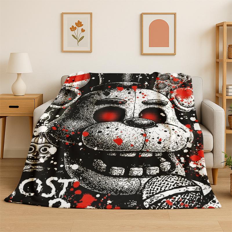 Coperta di Flanella Classica F-FNAF Gioco Horror Freddy Morbida Calda Coperta Plaid per Camera da Letto Soggiorno Letto Viaggio Campeggio Picnic