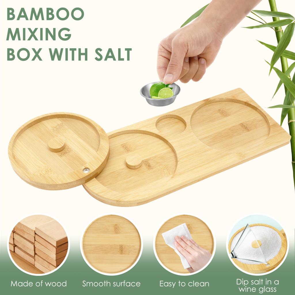 Rotating Cocktail Seasoning Tray Bar Wine Accessorie Margarita Salt Rimmer Wooden Cocktail Sugar Rimmer Container Bartender Tool