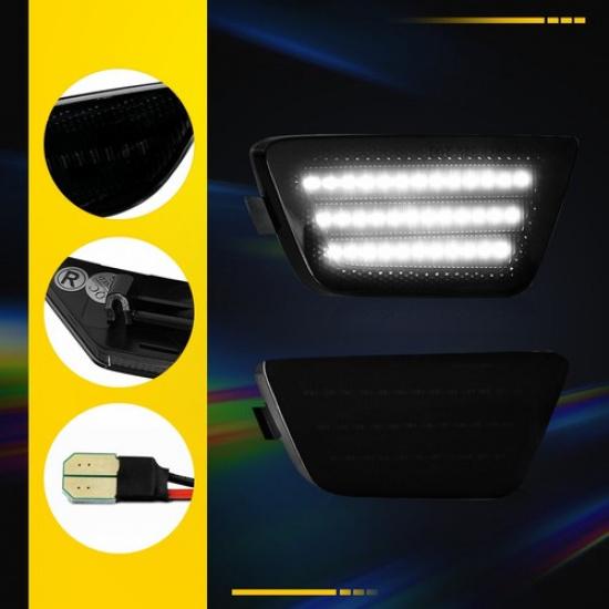For 2011-2015 Chevy Cruze Smoked Lens White LED Front Bumper Side Marker Lights