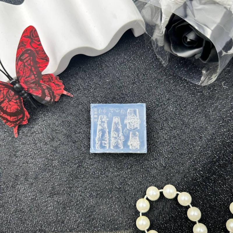 3D Retro Chinese Knot Silicone Nail Carving Mold Sweet Flower Nail Templates Diy Nail Art Decoration Manicure Design Tools