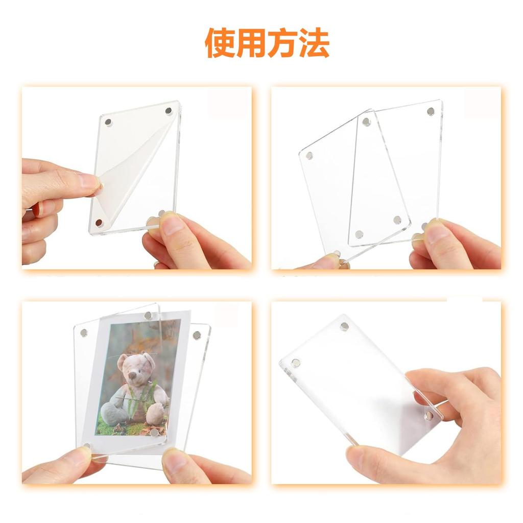 DIFEIUKI Photo Frames with Set of Acrylic Magnetic Refrigerator Vertical or Fits Mini and More Magnets, 6, Frames, Double-Sided Transparent, Clear,