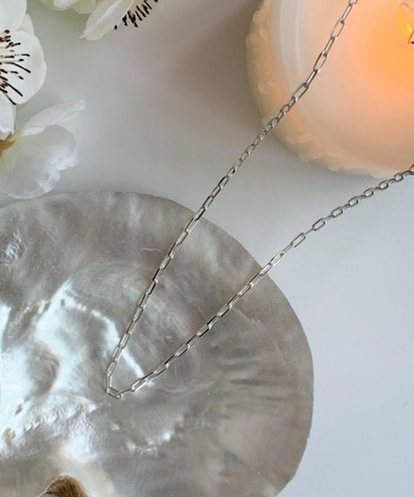 Alleun Silver 925 Square Chain Long Clip Bold Necklace