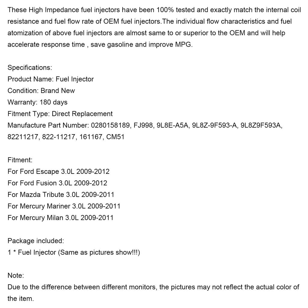 1 STÜCK Kraftstoffeinspritzventil 0280158189 Passend für Ford Escape Fusion Fit Mazda 3.0L V6