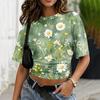 Women's Crew Neck Pullover Short Sleeve T-Shirt Loose Fit Casual Top with Abstract Print Pattern Suitable for Everyday Wear