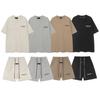 Essentials 3D Silicone Print Cotton Tee Shorts Set Unisex Loose Streetwear Outfit