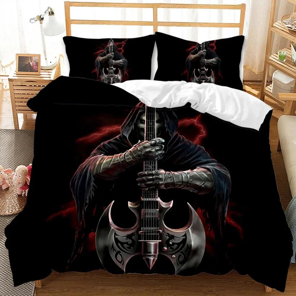 Skull Duvet Cover Set God Of Gamblers Bedding Set Poker Skeletonteens Adults Skull Double Queen King Size Polyester Qulit Cover