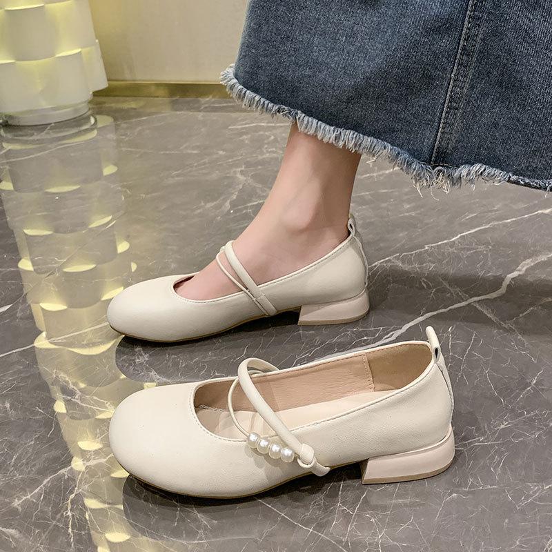 New Chinese Gentle Mary Jane Girl Shoes New Thick Heel Granny Shoes Fairy Style Pumps Shoes for Spring 2025