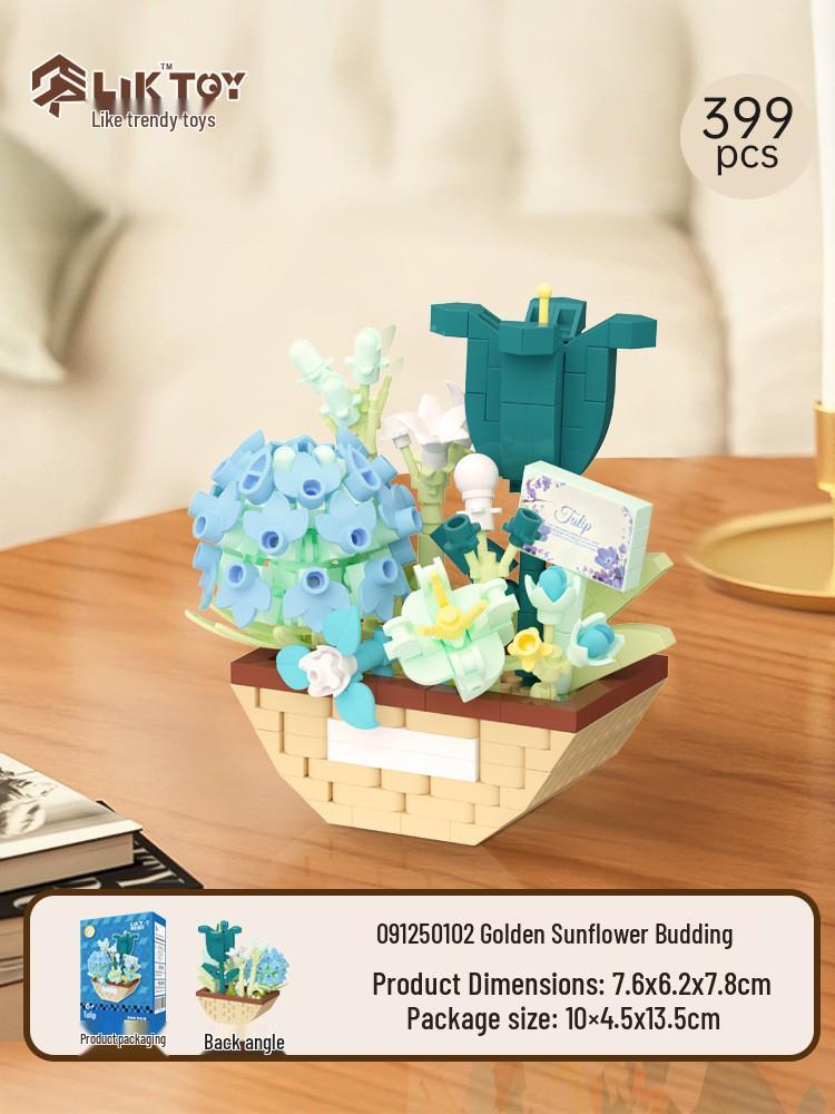 Music Flower Box Compatible Building Blocks Bouquet: Sunflower & Carnation Toy for Children and Teachers