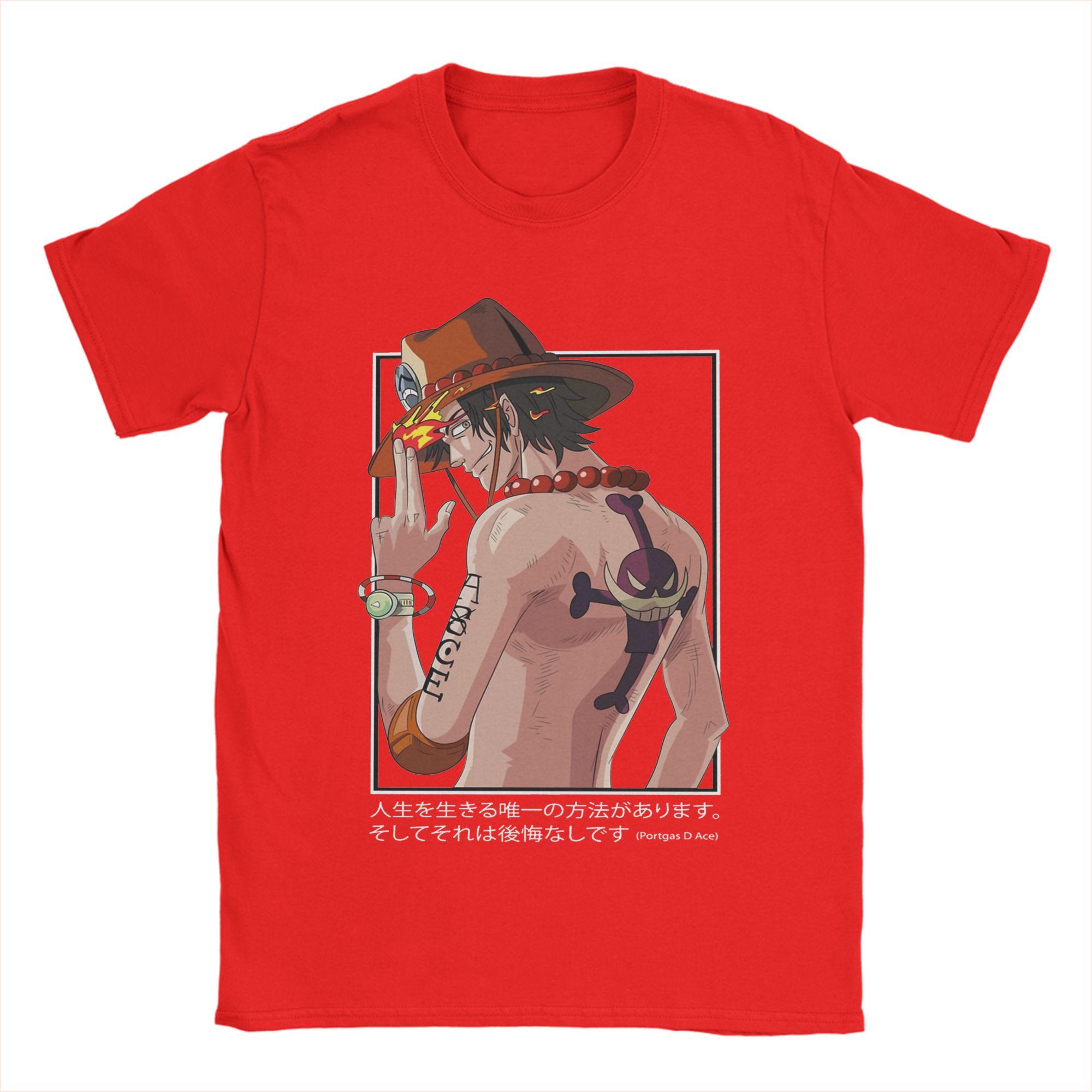Portgas D Ace T Shirt for Men Pure Cotton Casual TShirt Crewneck Ones Pieces Tees Short Sleeve Clothing Plus Size S