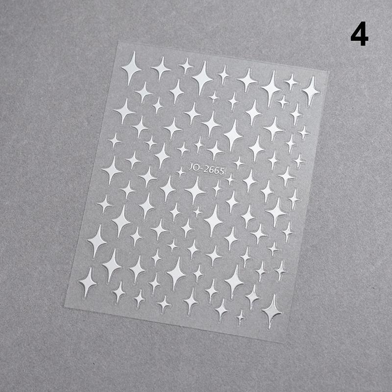 1 Stück Weiß Schwarz Sterne Nagelaufkleber Irreguläre Pentagramm Abziehbilder Rosa Laser Glänzend Glitzer Sternenlicht Maniküre Ornamente Slider