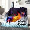 Anime Girl Falling Stars Cat Buttons Flannel Blanket With Customizable Name Comfortable In All Seasons Suitable For Sofas Beds Travel Camping And