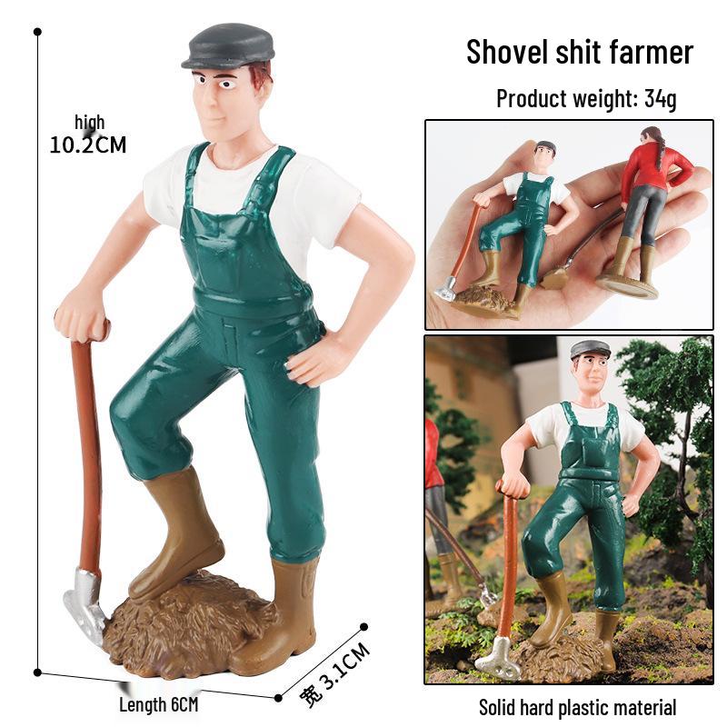Plastic Farm Figures: Farmer, Woman, Ranch Worker, Police