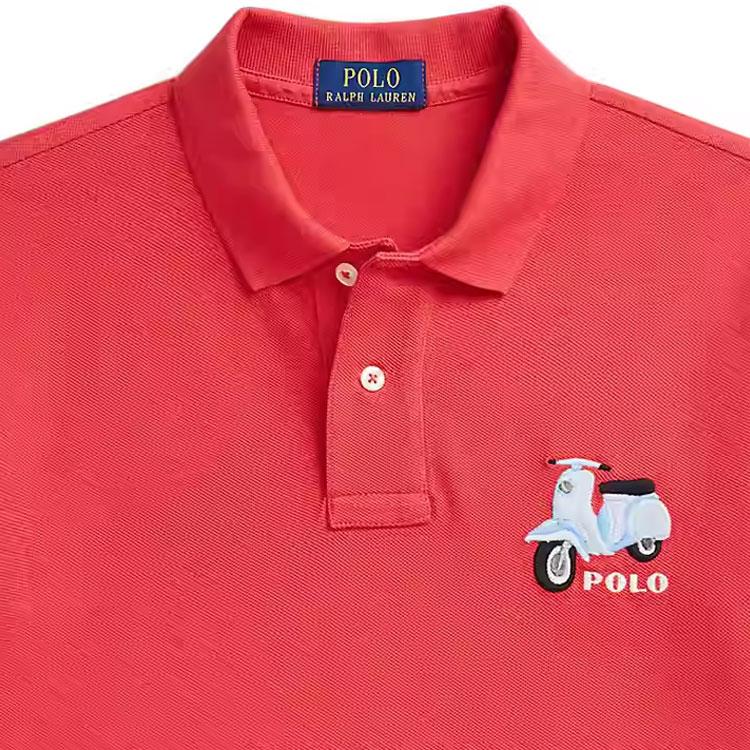 Polo Ralph Lauren Polo Shirt Ss25 Solid Color Cotton Ribbed Short Sleeve Kids Tops Red CWPOKNIY8021380-600