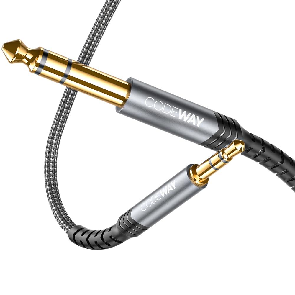 

CODEWAY to Audio Conversion Cable Standard Plug Stereo Cable Compatible with CD Home 3.5mm 6.35mm 1.5m Male-Male Smartphones, PCs, Players, Speakers,