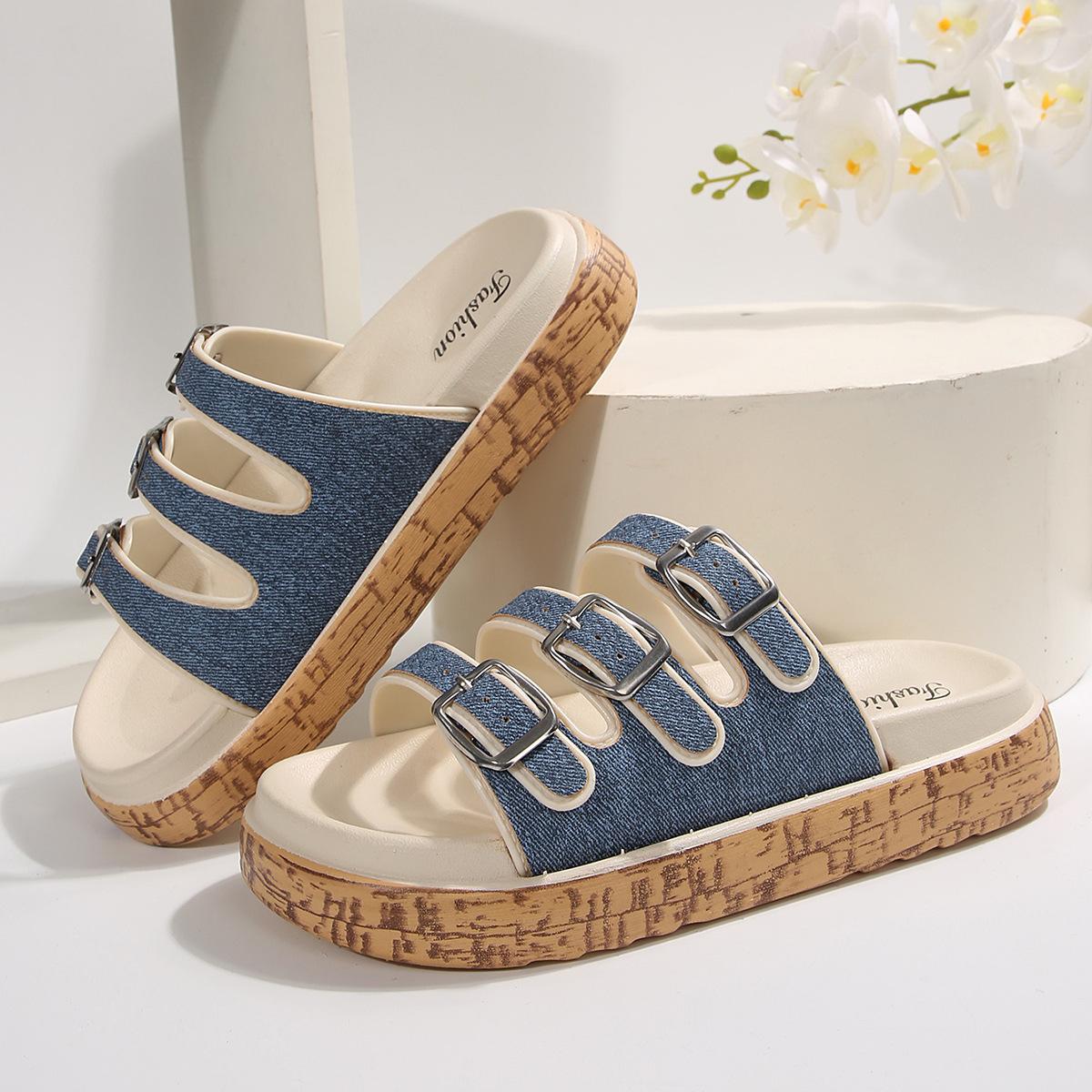 

Новая обувь большого размера для женщин, плоские сандалии, простые и универсальные сандалии, женские тапочки 41 небесно-голубой