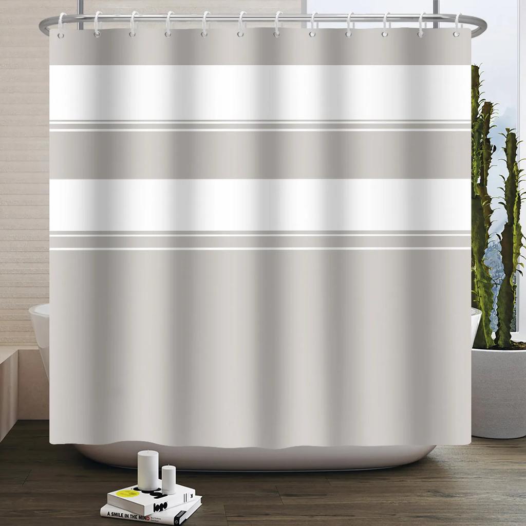 Simple Line Pattern Shower Curtain for Bathroom Waterproof Polyester Fabric Home Decor Bath Curtain Bathtub Partition Screen