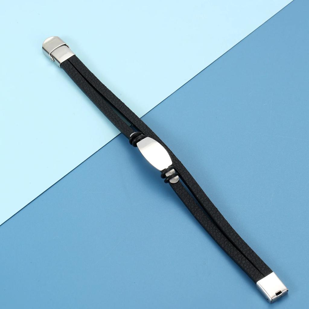 Charm Schmuck Edelstahl Leder Glattarmband Herren