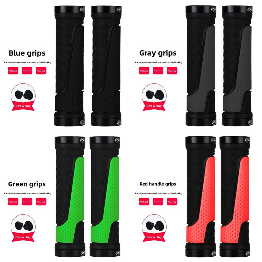 Bicycle Rubber Handlebar Grips With Locking Dual Sides Antislip For Mountain Bike Riding