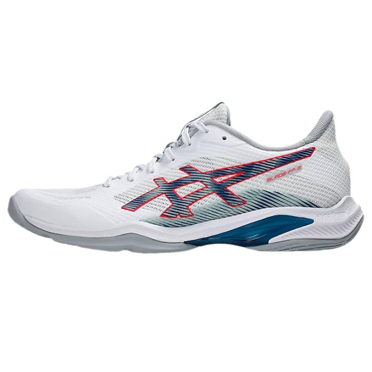 ASICS Men s Blade FF 2 White Mako Blue Indoor Court Shoes 1071A117-100 EU 47