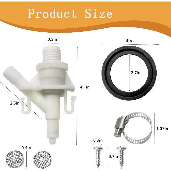 385311641 RV Toilet Water Valve And 385311658 Flush Ball Seal Replacement For Sealand Dometic 300 310 320 RV Toilets, Pedal Flush Marine Toilet