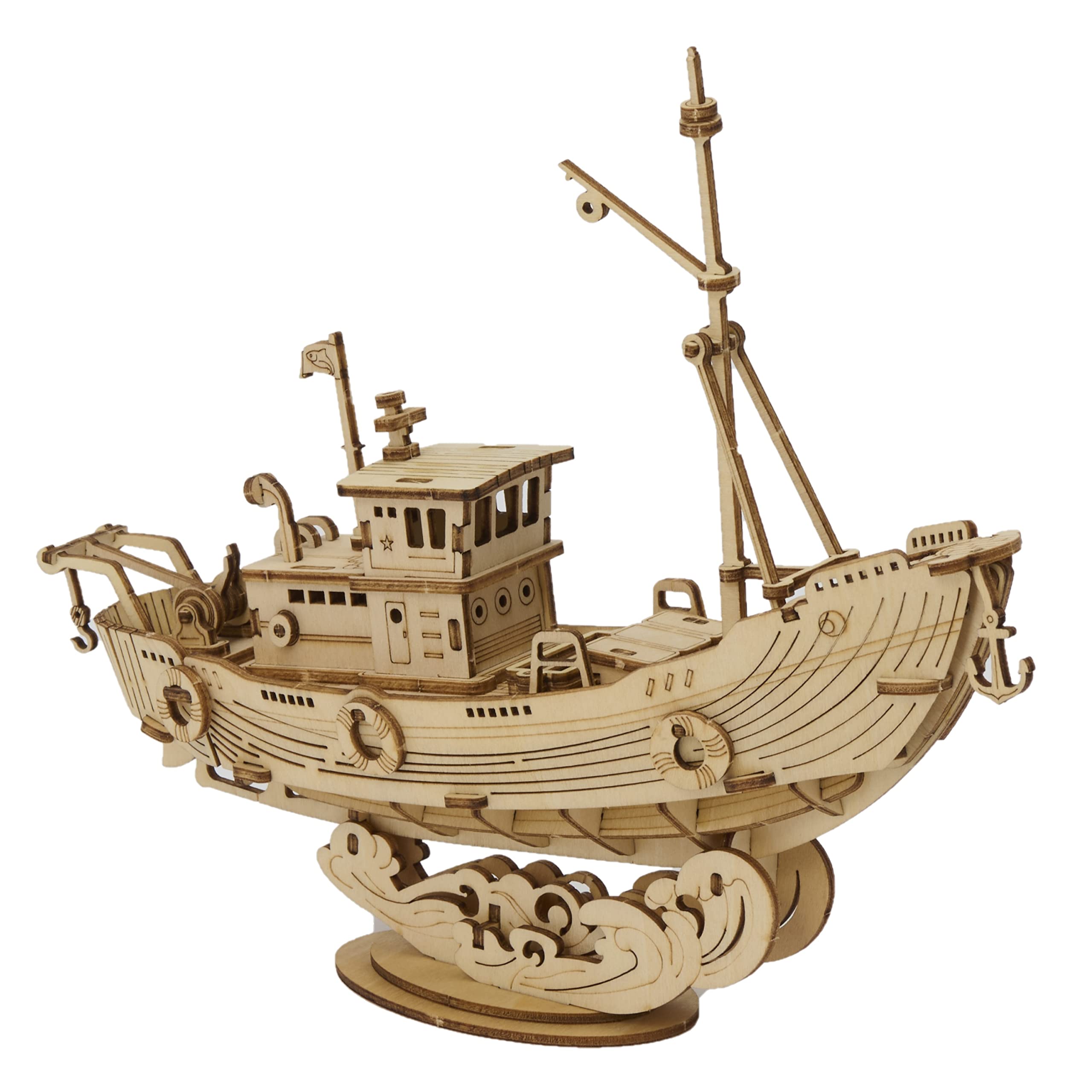 Tsukurun 3D Wood Puzzle TG308 Fishing Boat Instructions desu® (Japanese Included)