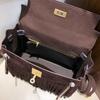 European and American Retro Suede Fringed Keli Bag 2025 New Autumn and Winter Leather Women's Bag Lock Fashion Portable Shoulder Bag