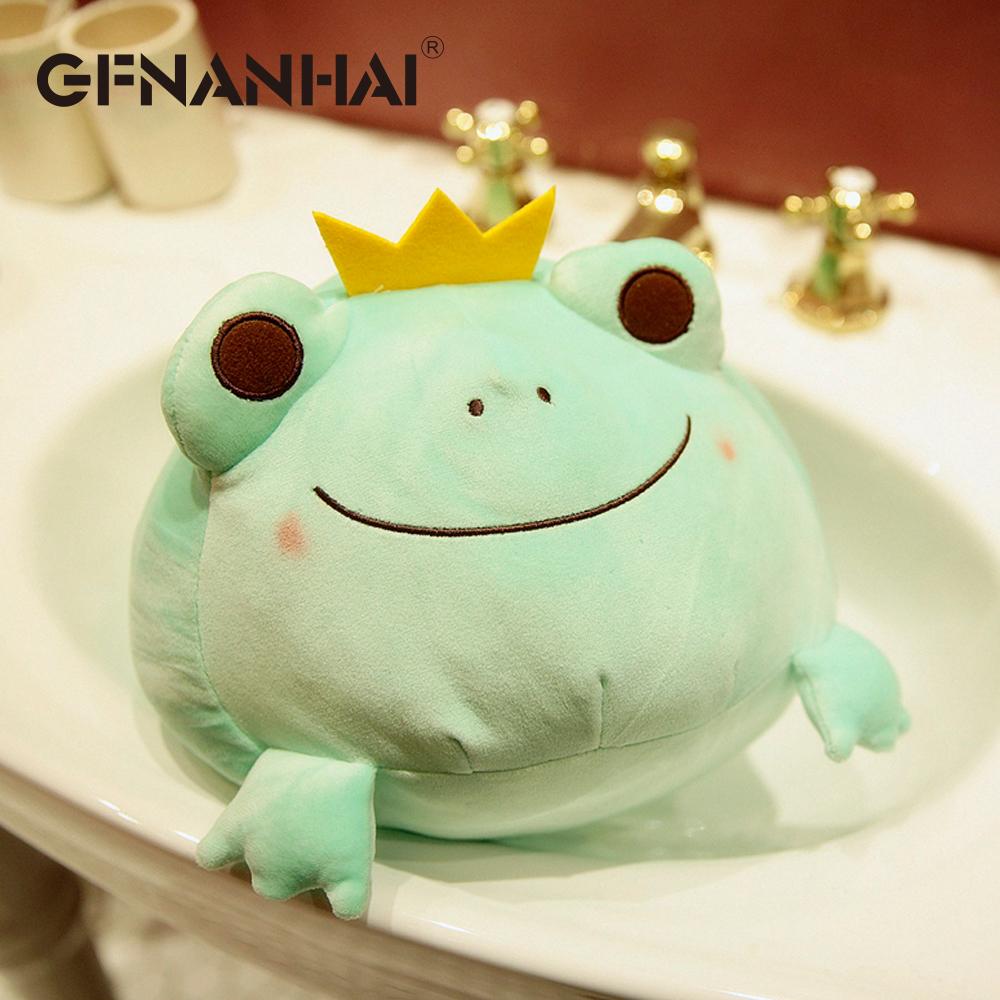 1 Stück 35cm süß der Kronen-Frosch Plüschkissen gefüllt mit Daunenbaumwolle Kinderspielzeug kawaii lächelnder Frosch Puppen für Kinder Geburtstagsgeschenk