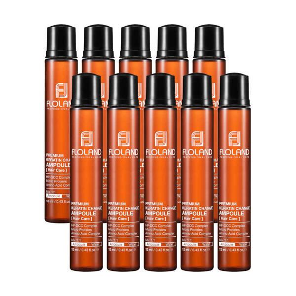 Floland Professional Premium Silk Keratin Ampoule for Severely Damaged Hair 10X13Ml