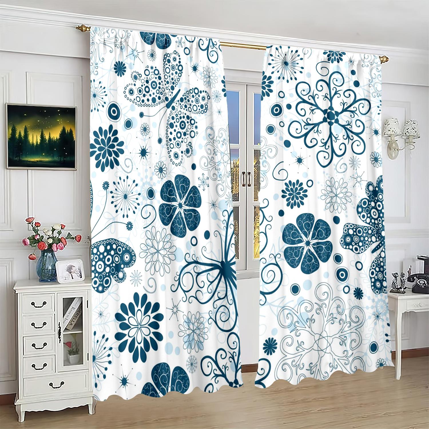 

2 pieces - Butterfly - printed curtain - polyester material - for bedroom living room study anti-privacy curtain 30inchx65inchx2Pcs