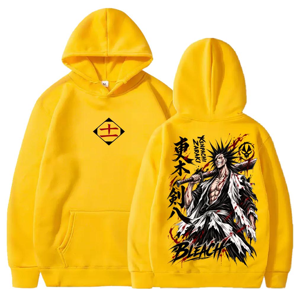 Kenpachi Zaraki BLEACH Manga Hoodies Fashion Harajuku Streetwear Men Women Clothing Oversized Long Sleeves Fleece Hooded Tops