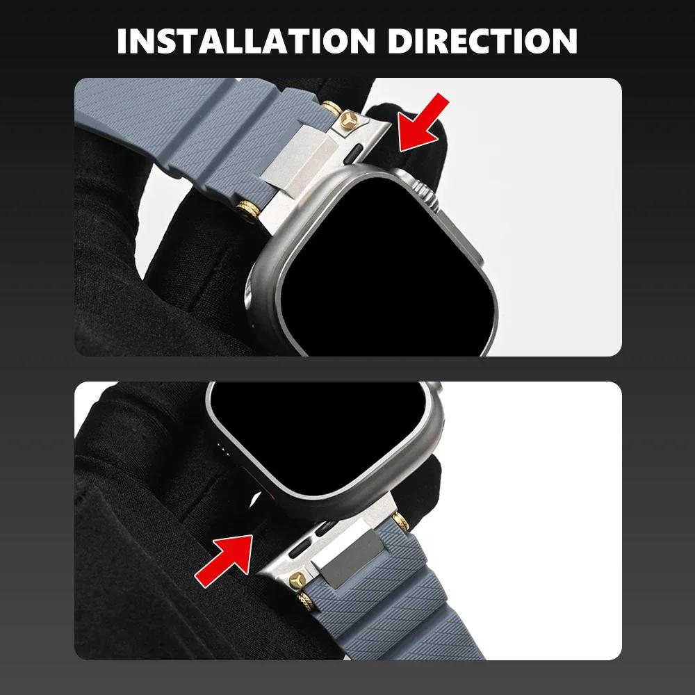 Silicone Watch Strap for Apple Watch Ultra 2 Band 49mm Sport Bracelet for Iwatch 10 46mm 9 8 7 6 Se 5 44mm 45mm Correa Wristband