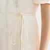Langzi V-Neck Jacquard Puff Sleeve Midi Dress