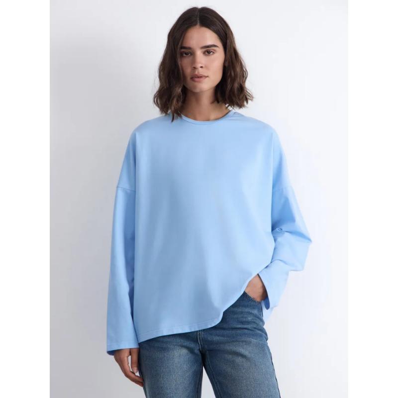 Women's Stylish Boxy Long Sleeve T-Shirt, Soft Premium Fabric, Minimalist Comfortable Cotton Blend, Ideal for Daily Outfits