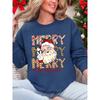 Merry Christmas Santa Claus Design Women Sweatshirt Casual Crewneck Streetwear Multicolor Fashion Clothing Soft Clothes