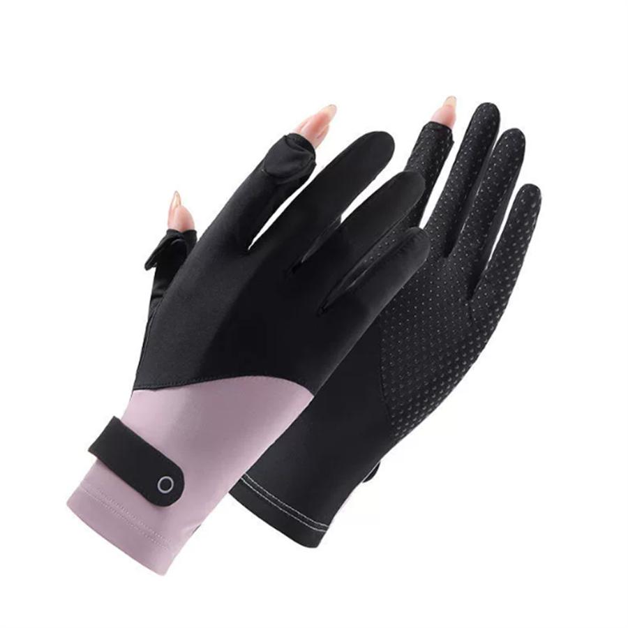 Women UPF 50+ Sun Protection Gloves, Breathable Ice Silk Gloves with Flip Touchscreen Fingers, Anti-Slip for Driving, Cycling, Outdoor