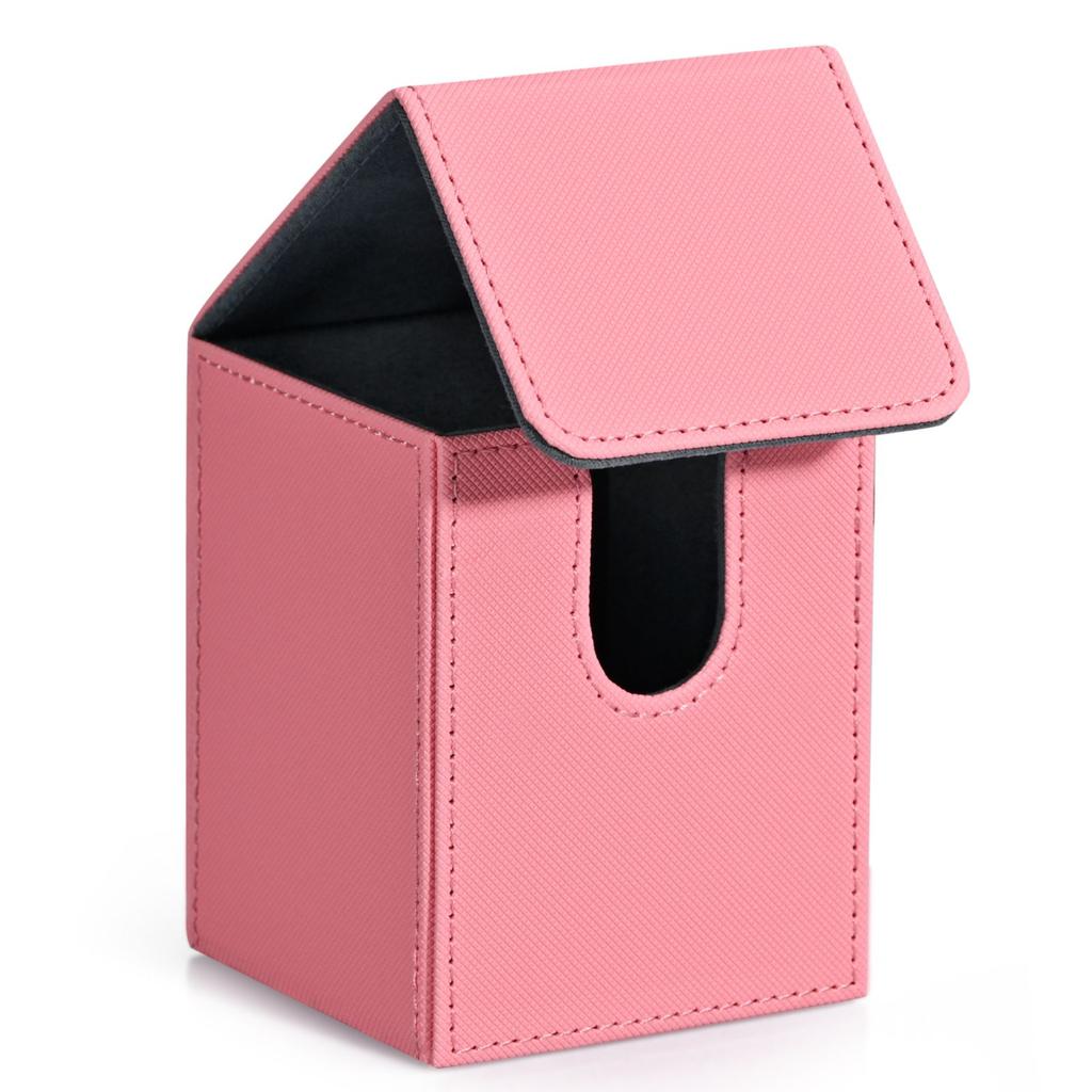 Card Deck Box,Card Storage Box holds 100+ Single Sleeved Cards, PU Leather Magnetic Closure for Magic cards TCG cards