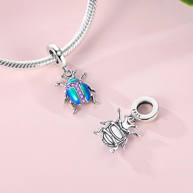 Colorful Beetle Charms Bead Copper Dangle Pendant Fit Bangle Bracelet Necklace Diy Jewelry