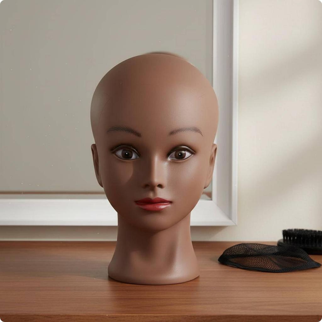 PVC Mannequin Head Reusable Bald Easy to Hygienic Accessory for Hair