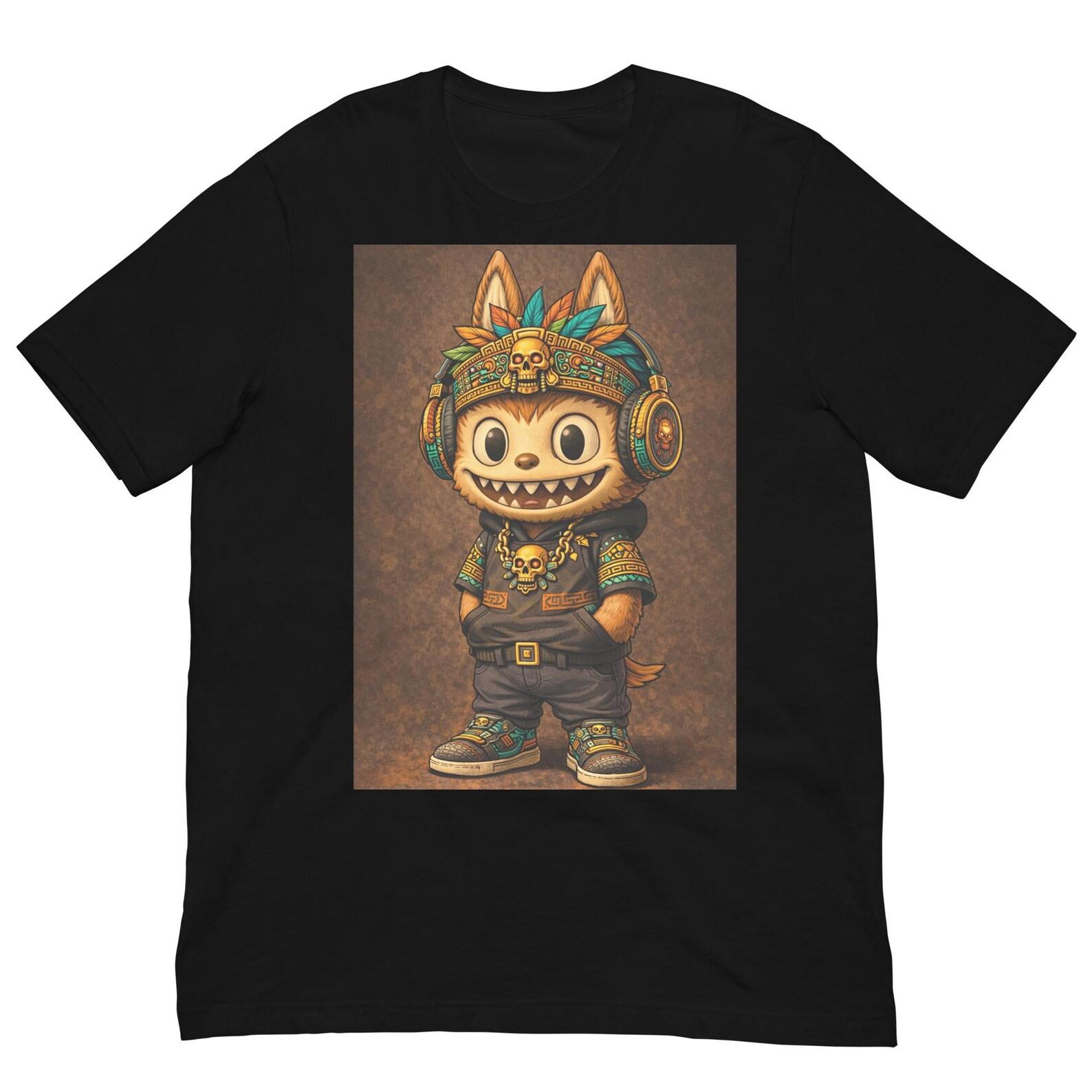 Cute Aztec Fox T-Shirt, Tribal Fox Graphic Tee, Kawaii Warrior Animal Shirt S
