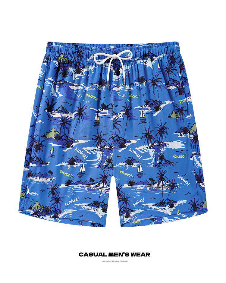 2026 Men's Ice Silk 3D Print Mid-Length Beach Sports Shorts - Trendy and Versatile Casual Wear