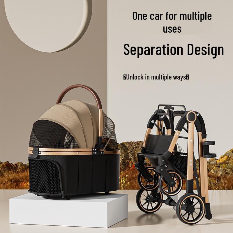 Pet Stroller for Medium/Small Dogs - Detachable Carrier, Foldable, Shock-Absorbing Design