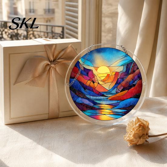 Home Decor Puzzle Gift Acrylic Suncatcher, Colorful Window Hanging, 7.48 Inch Sun Catcher Stained Glass Decoration Ornament, Ideal for Gifting