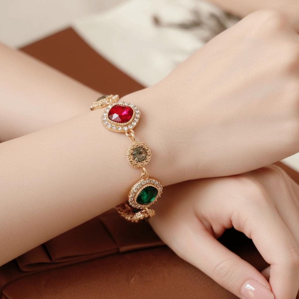 Glänzendes Vintage Strassarmband Gold Geometrischer Armreif Mode Zirkonarmband Partyschmuck